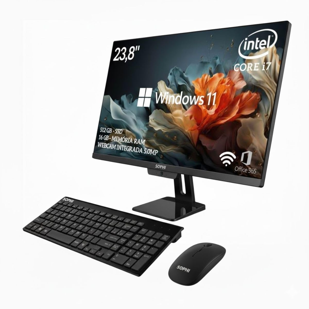 Computador All in One Intel Core I7 Ssd 512gb 8Gb Ram Tela 23,8